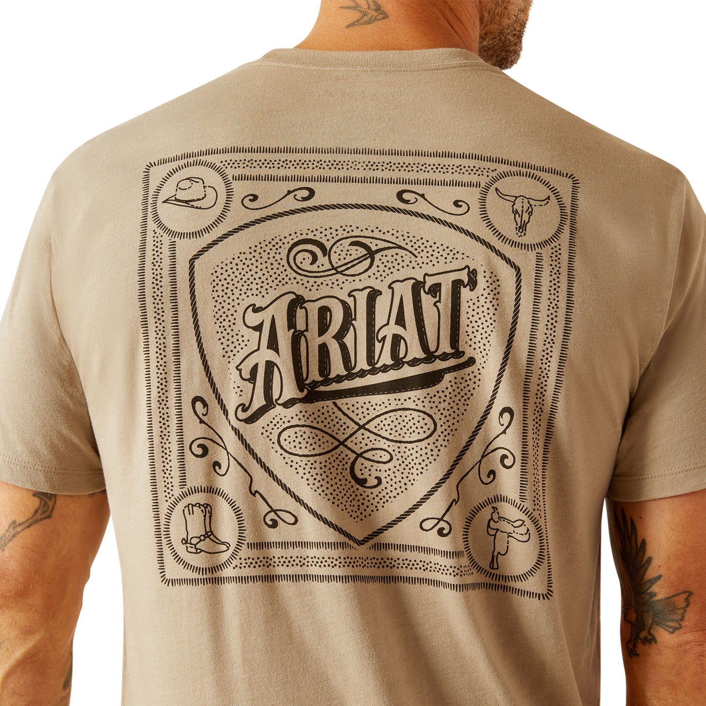 Ariat Men's Bandana Script Tee - Khaki Heather