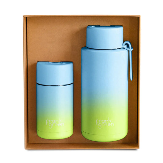 Frank Green 12oz Cup + 34oz Bottle Gift Box - Sky Blue/Pistachio Green