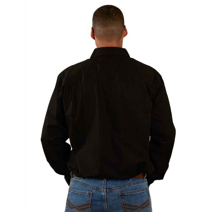 Ringers Western King River Men's Half Button Work Shirt - Black