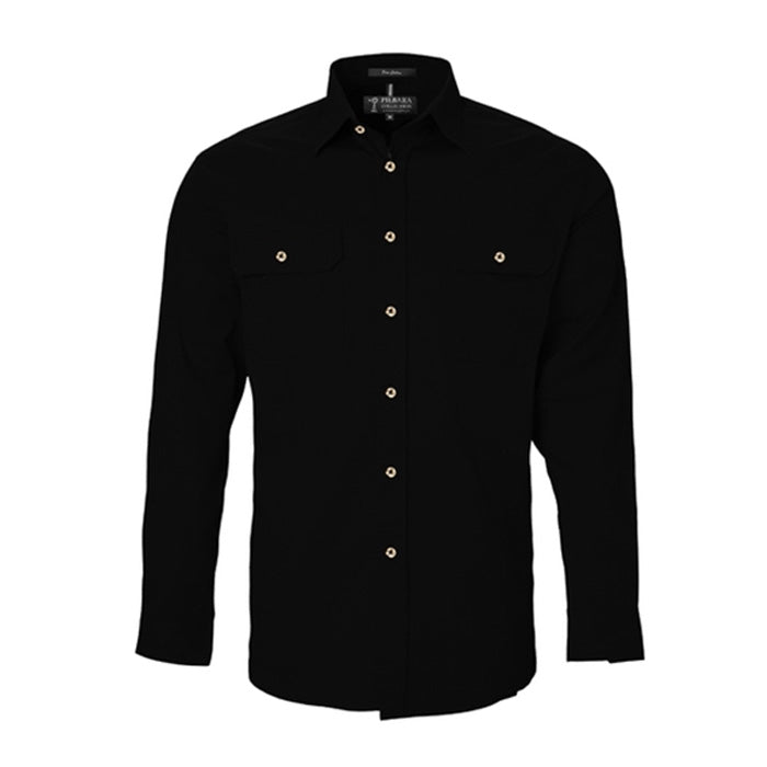 Pilbara Men's Open Front L/S Shirts - Dark Colours