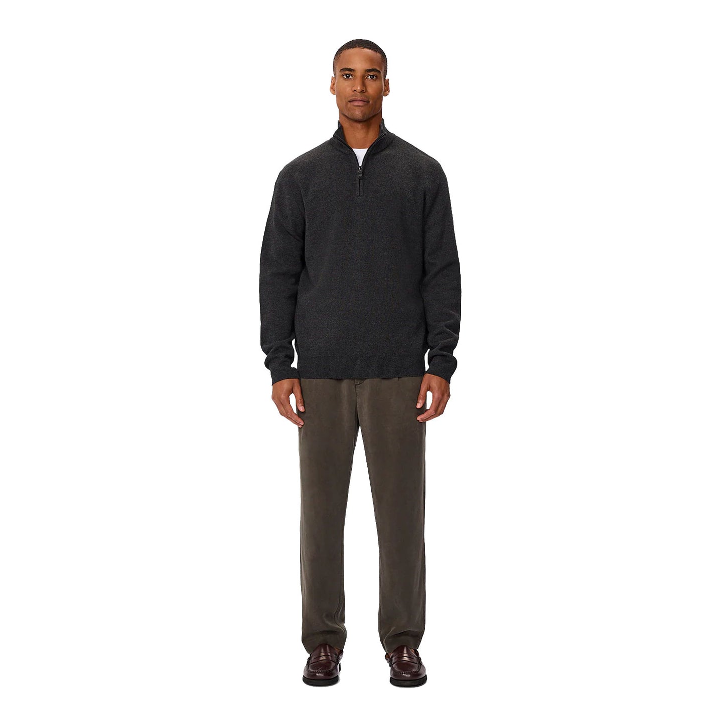Industrie The Lakewood Zip Neck Knit - Charcoal