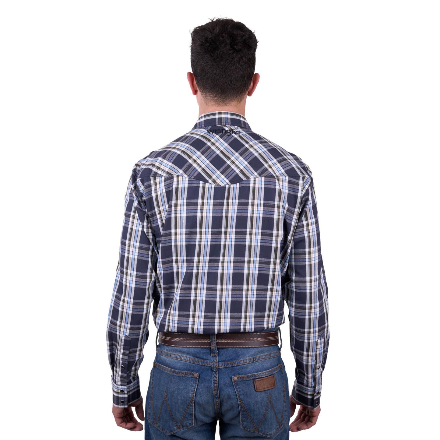 Wrangler Men's Finn Logo L/S Shirt - Charcoal/Blue