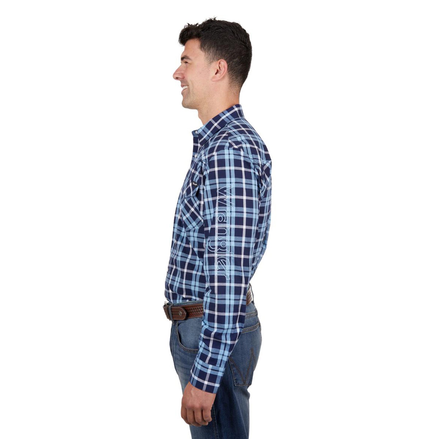 Wrangler Men's Ben Logo L/S Shirt - Navy/Blue