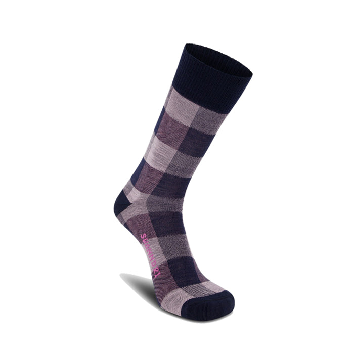 Swanndri Colombo Check Merino Sock - Navy/Pink Check