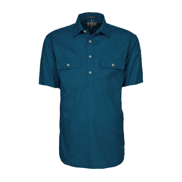 Pilbara Men's Shirt Closed Front S/S Shirts - Cobalt