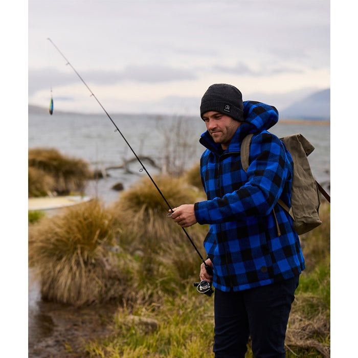 Swanndri Men's Hudson Wool Hoodie - Blue/Black Check