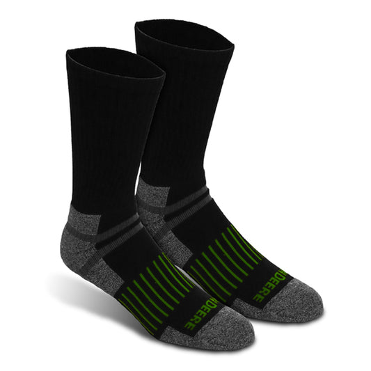 John Deere Crew Work Socks 3 Pack - Black/Grey