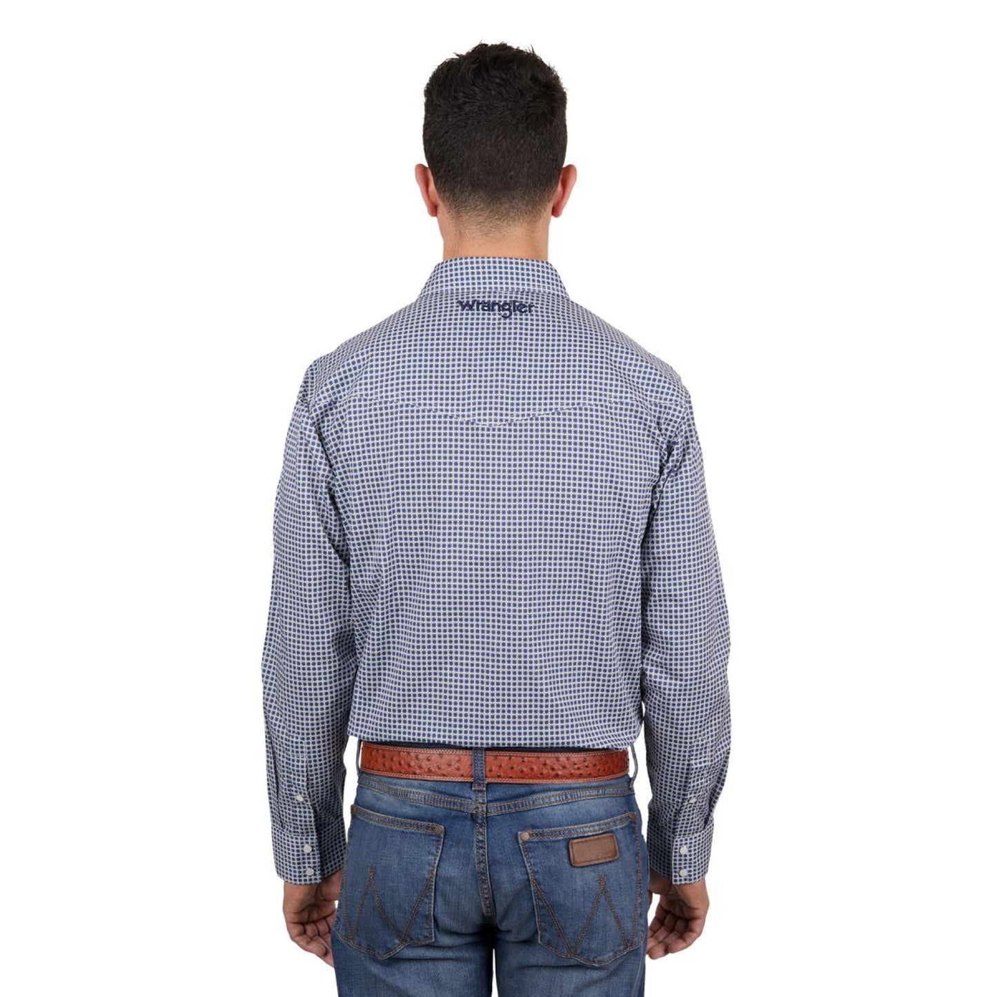 Wrangler Men's Peter Logo L/S Shirt - Navy/Tan