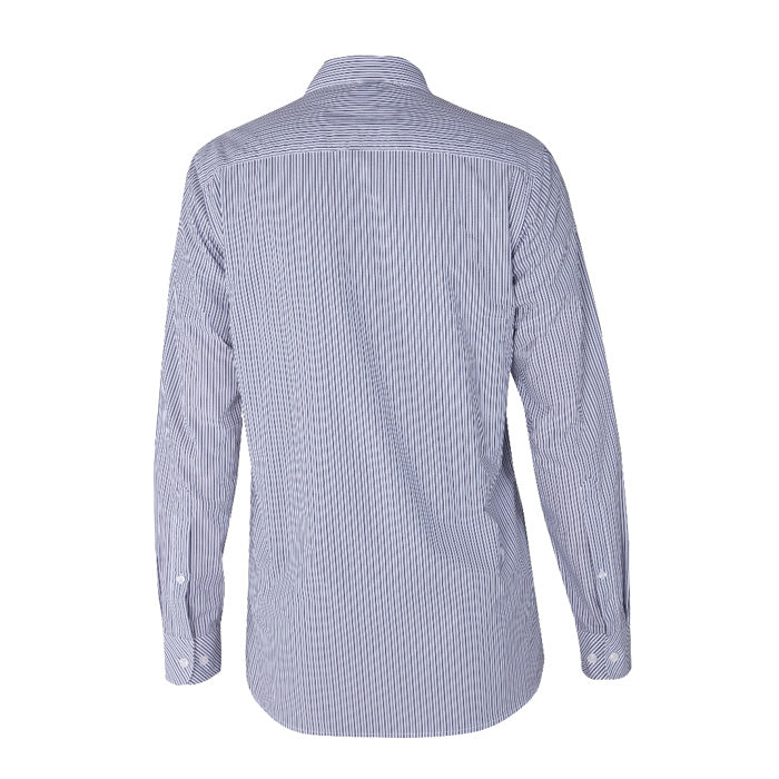 Pilbara Men's Y/D Stripe L/S Shirt - Maroon/Navy/White Stripe