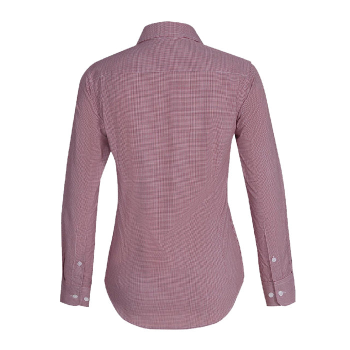 Pilbara Ladies Check L/S Shirt - Red/White Mini Check