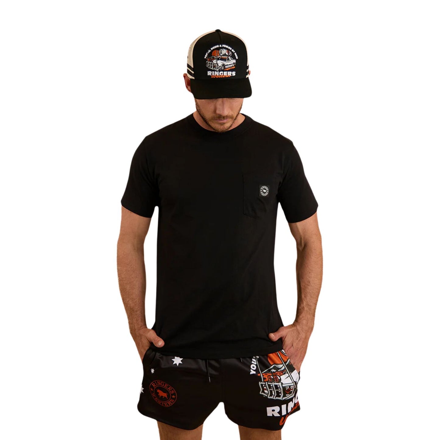 Ringers Western Young and Dumb Footy Short - Black/Orange