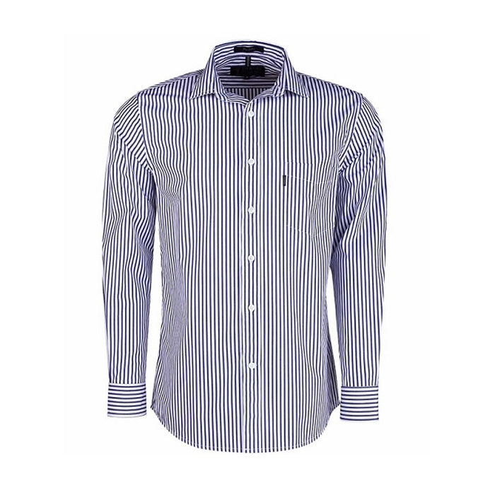Pilbara Men's Single Pocket L/S Shirt - Emerald/White