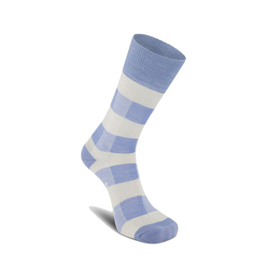 Swanndri Colombo Check Merino Sock - Light Blue/White Check