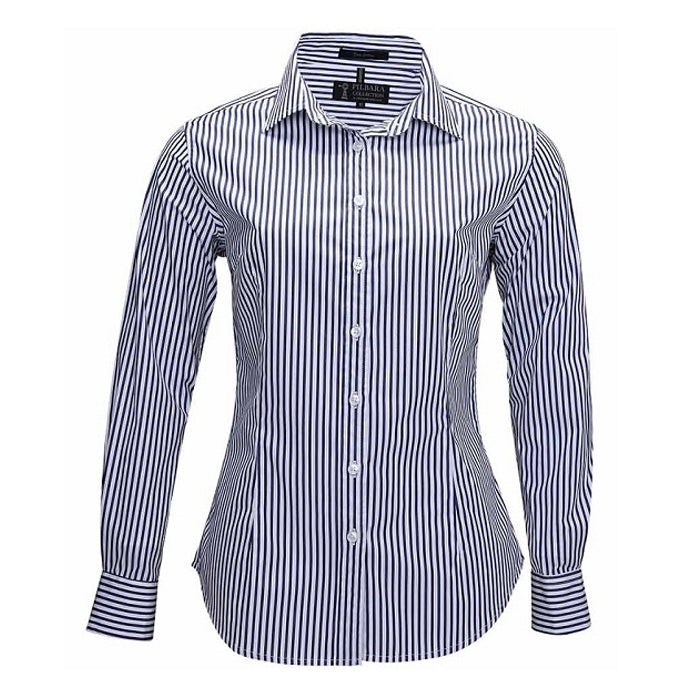 Pilbara Ladies L/S Shirt - Emerald/White