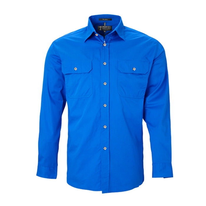 Pilbara Men's Open Front L/S Shirts - Dark Colours