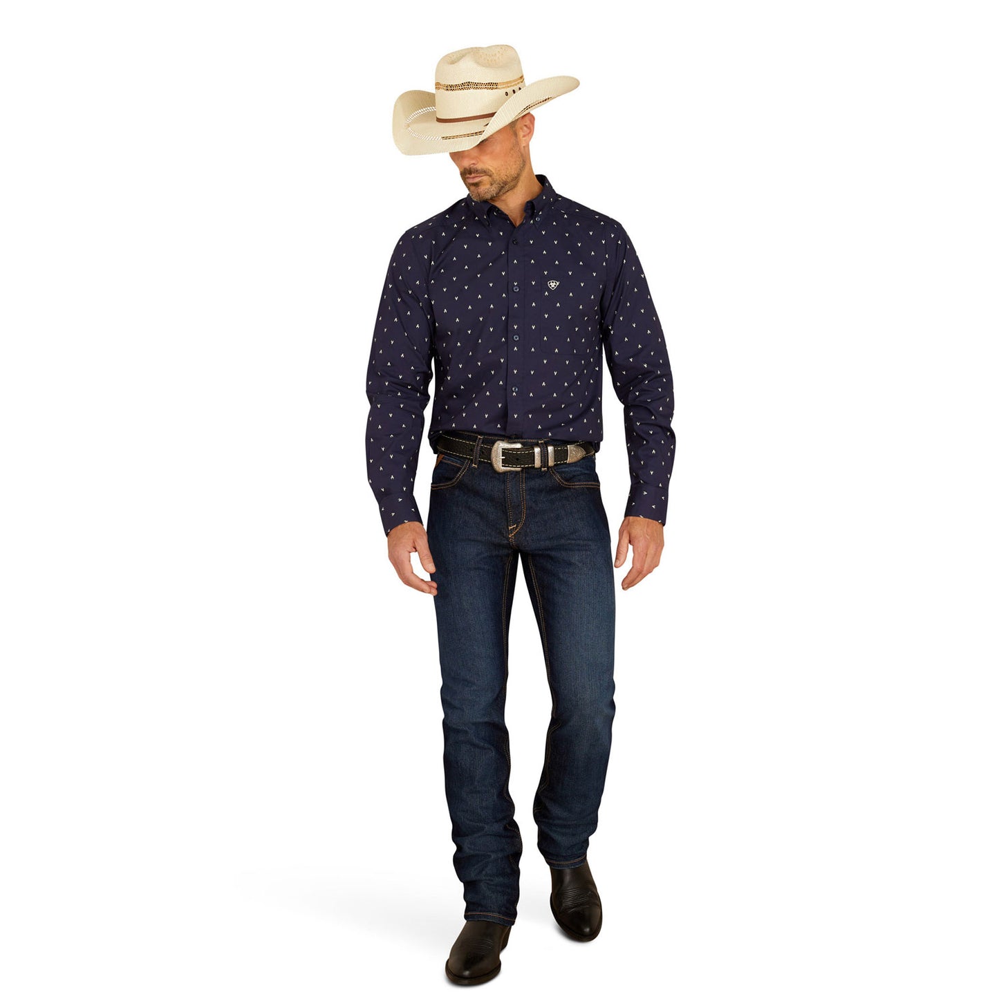 Ariat Men's Cordell Fitted L/S Shirt - Navy