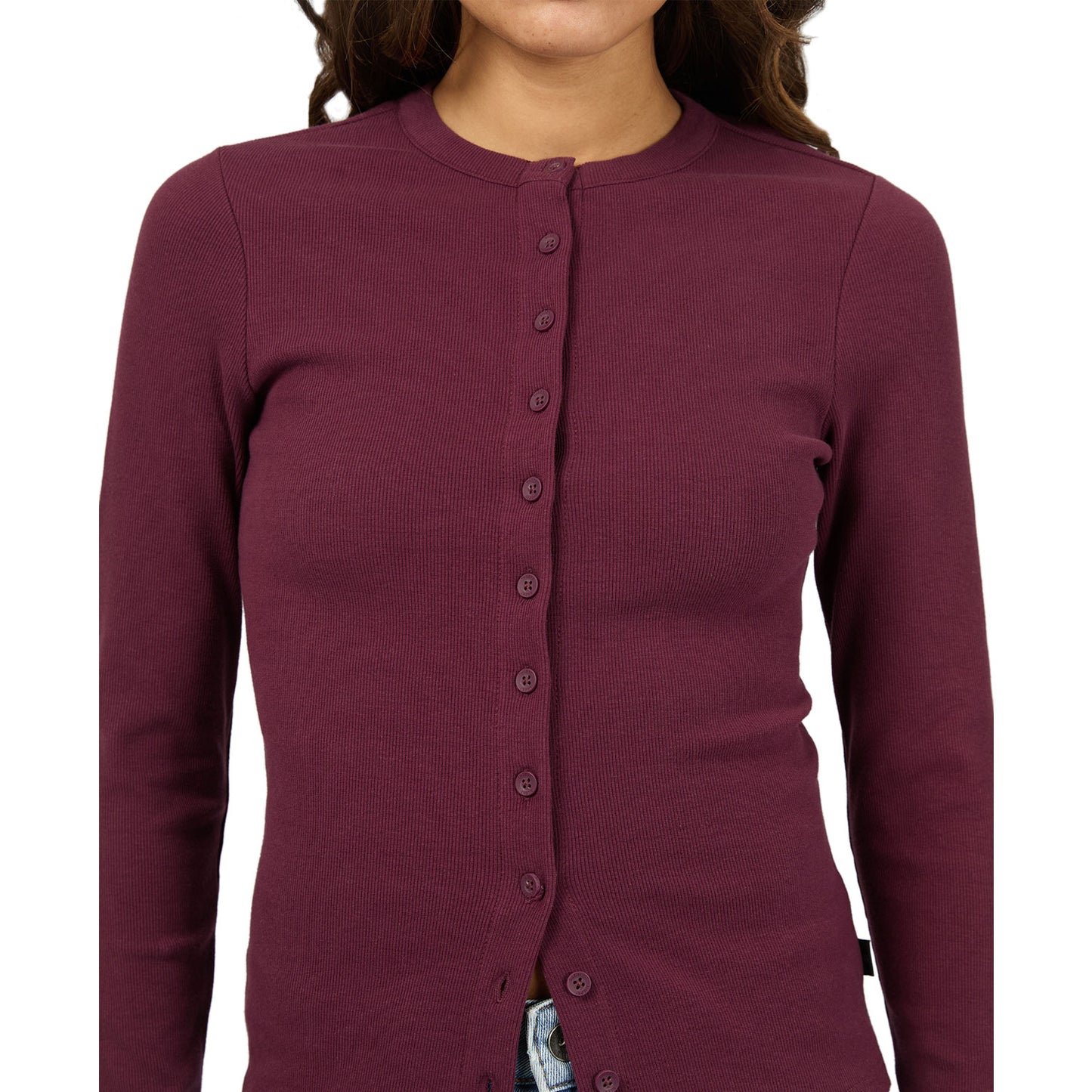 Silent Theory Button Up Long Sleeve Tee - Cherry