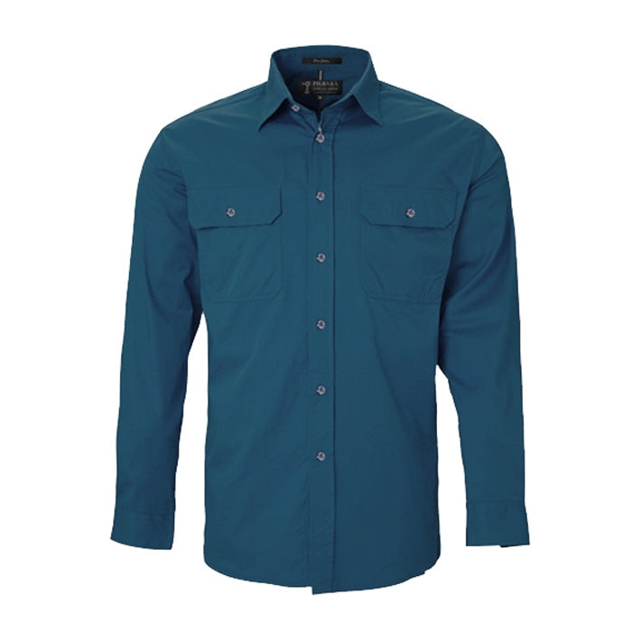 Pilbara Men's Open Front L/S Shirts - Dark Colours