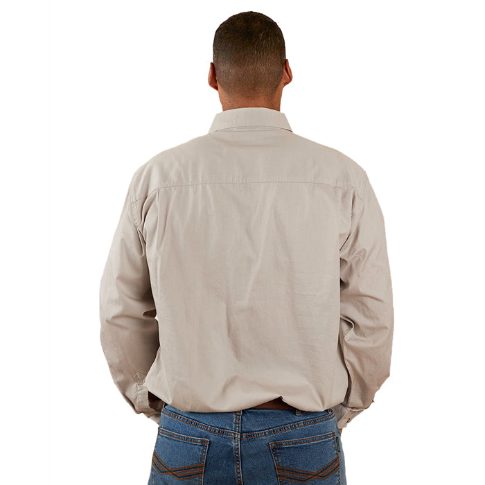 Ringers Western King River Men's Half Button Work Shirt - Beige