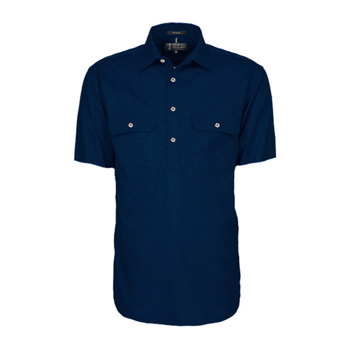 Pilbara Men's Shirt Closed Front S/S Shirts - Cobalt