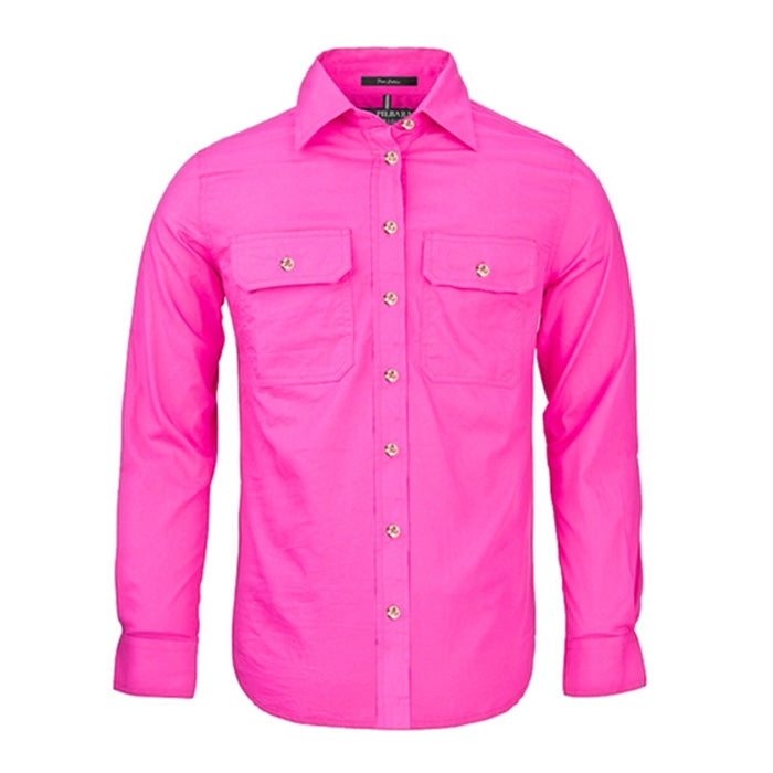 Pilbara Ladies Open Front L/S Shirts - Hot Pink