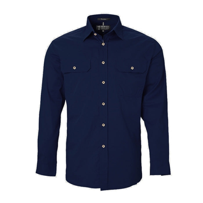 Pilbara Men's Open Front L/S Shirts - Dark Colours