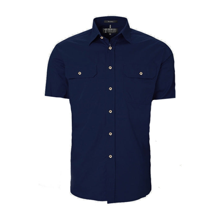 Pilbara Men's Open Front Men's S/S Shirts - Stone