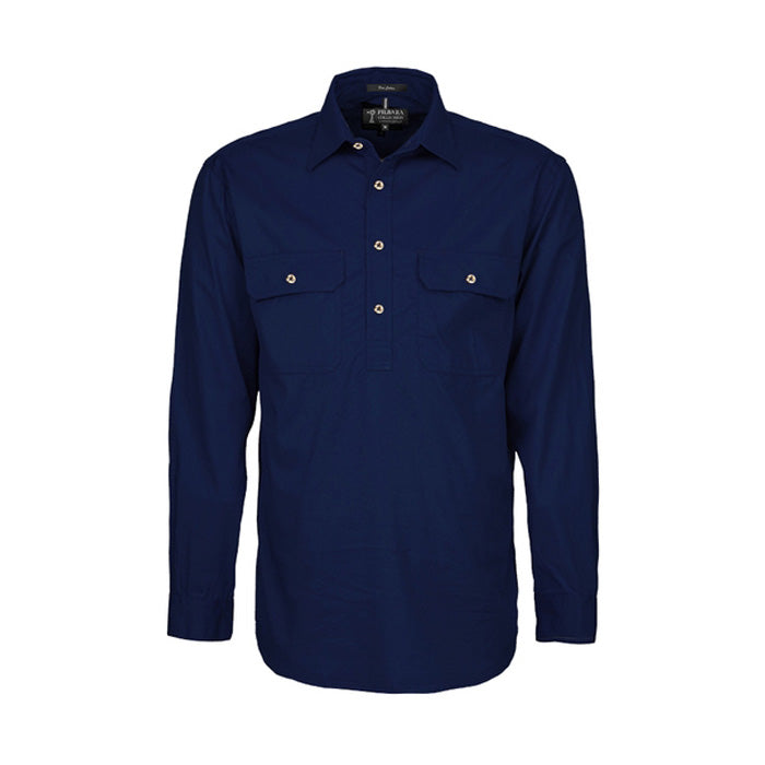 Pilbara Men's Shirt Closed Front L/S Shirts - Dark Colours