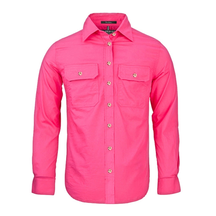 Pilbara Ladies Open Front L/S Shirts - Hot Pink