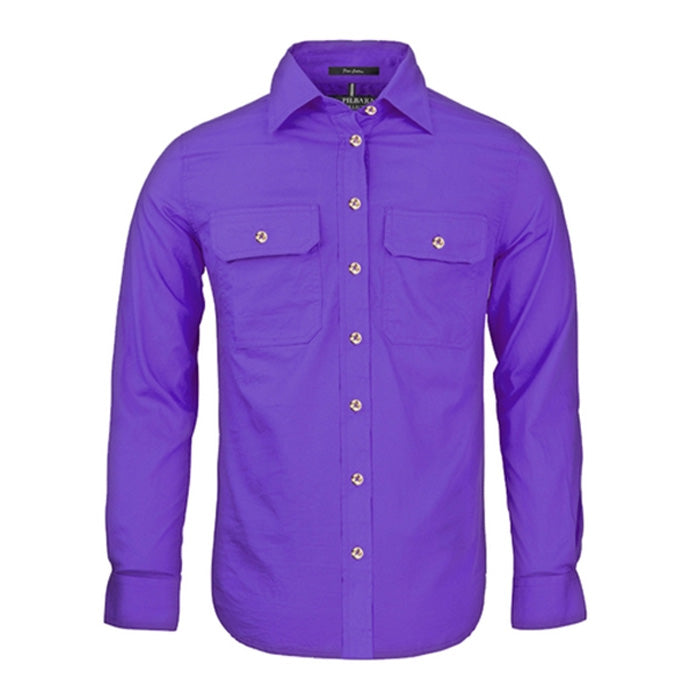 Pilbara Ladies Open Front L/S Shirts - Hot Pink