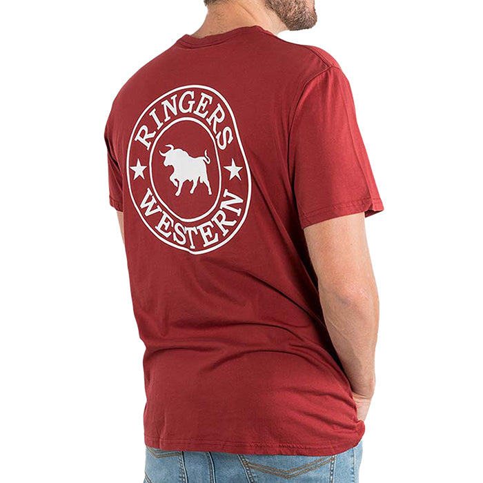Ringers Western Signature Bull Men's Loose Fit T-Shirt - Amber/White