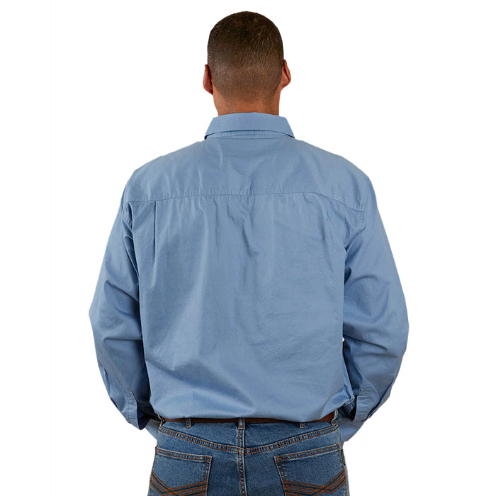 Ringers Western King River Men's Half Button Work Shirt - Denim Blue