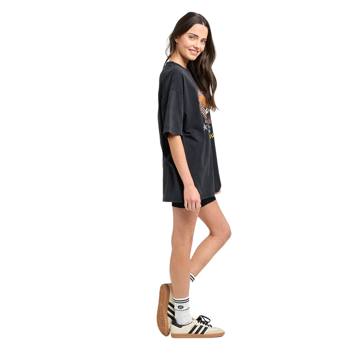 The Mad Hueys Born To Ride Women's Oversized S/S Tee - Washed Black