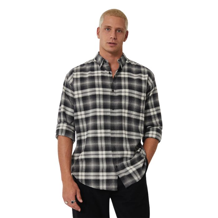 Industrie The Kingman L/S Shirt - Cream/Black