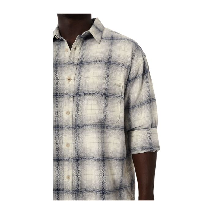 Industrie The Dover L/S Shirt - Cream/Grey