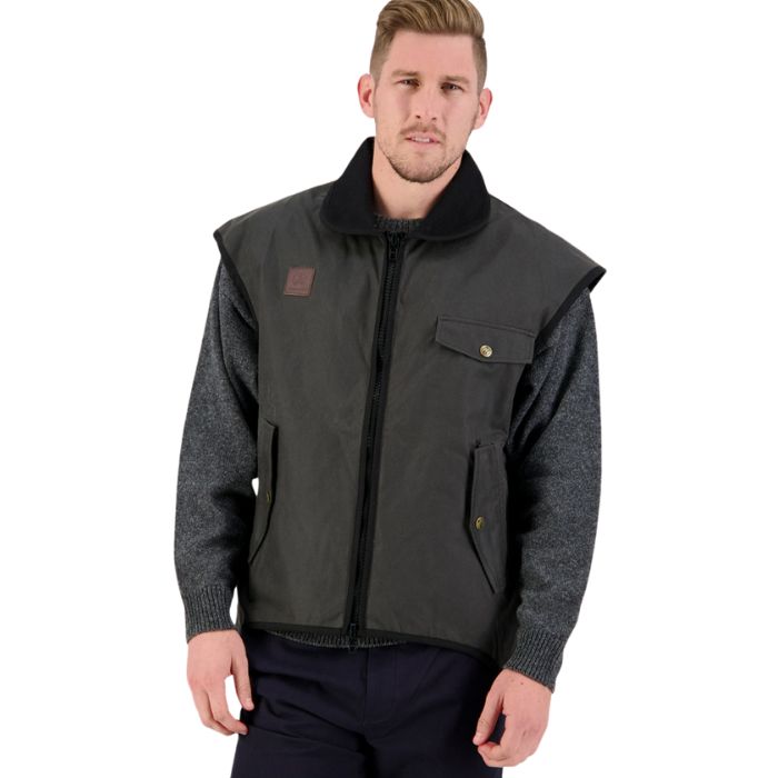 Swanndri Men's Levels Oilskin Vest - Brown