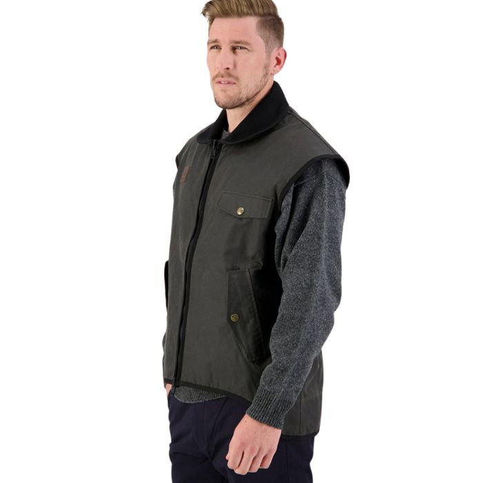 Swanndri Men's Levels Oilskin Vest - Brown