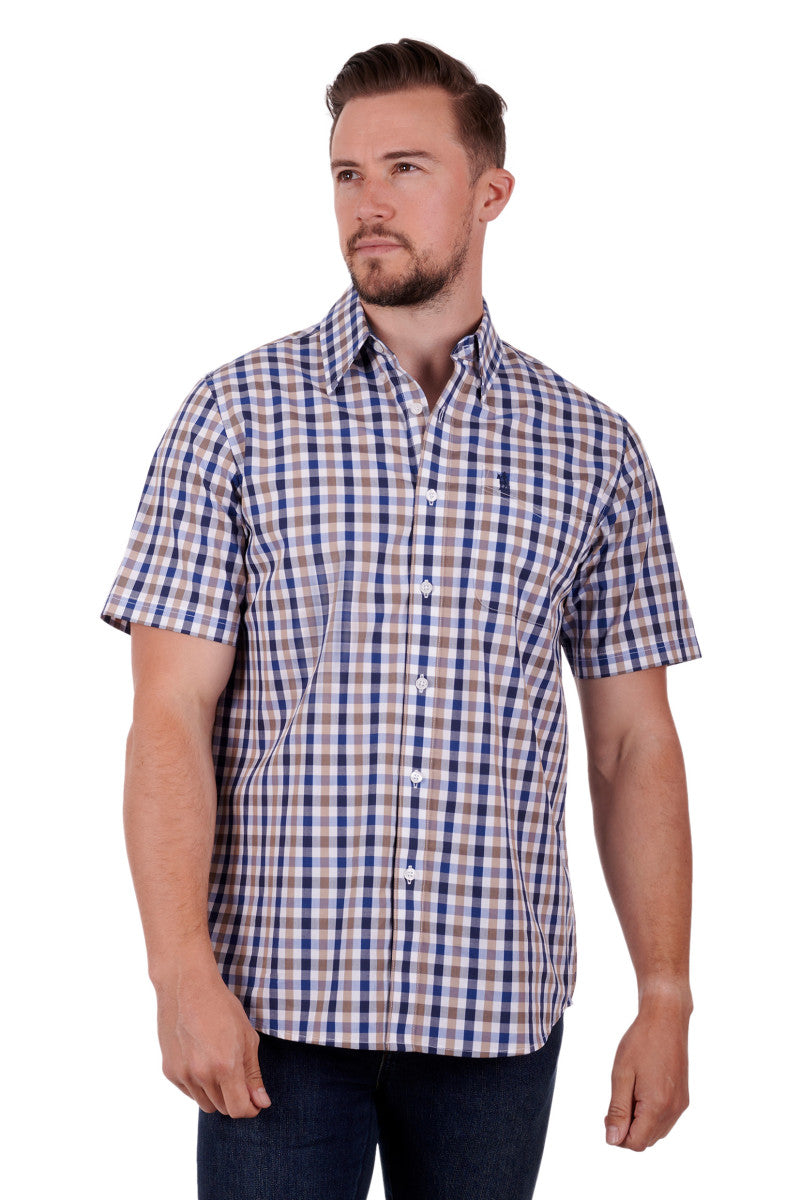 Thomas Cook Mens Gorden S/S Shirt - Navy/Tan