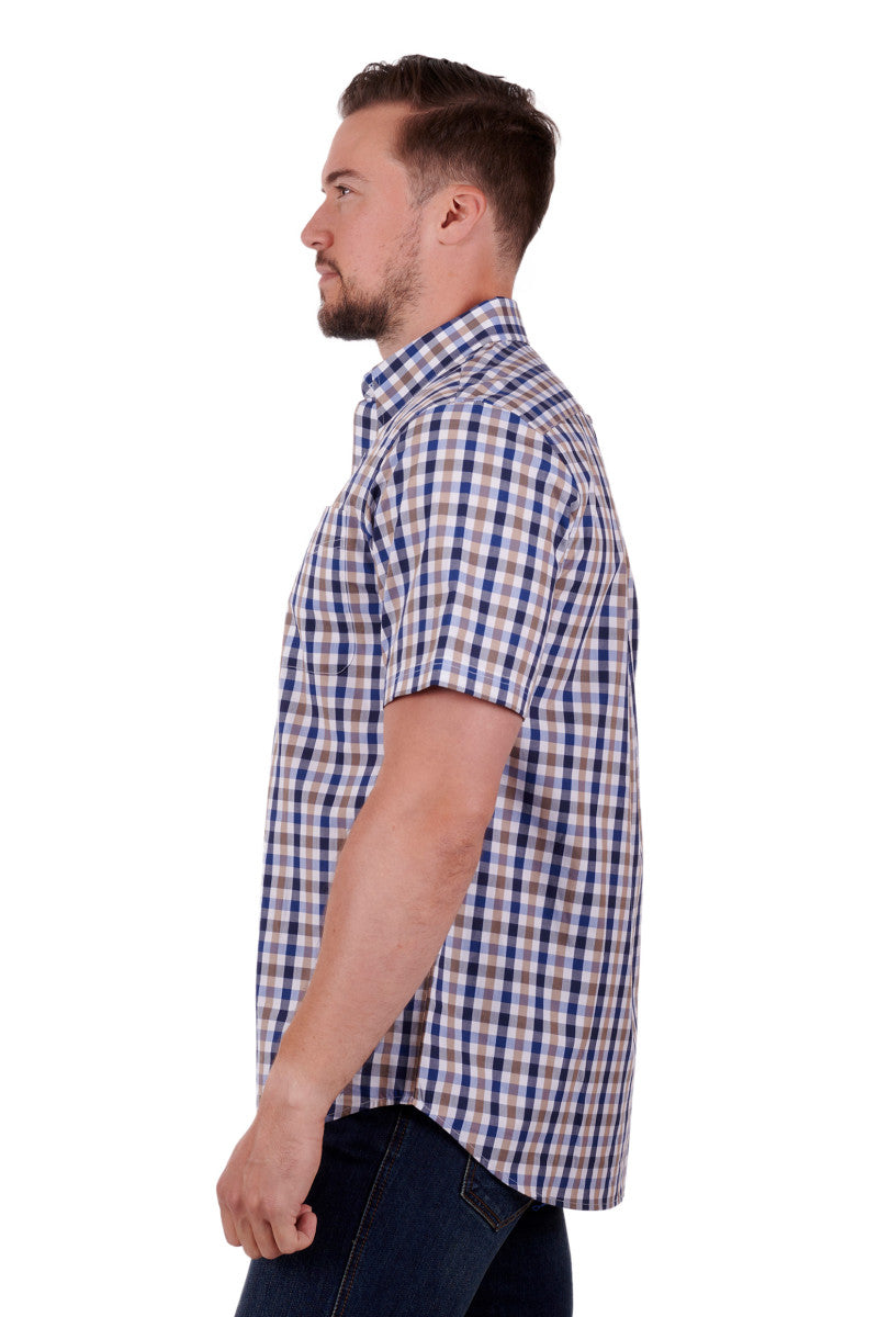 Thomas Cook Mens Gorden S/S Shirt - Navy/Tan