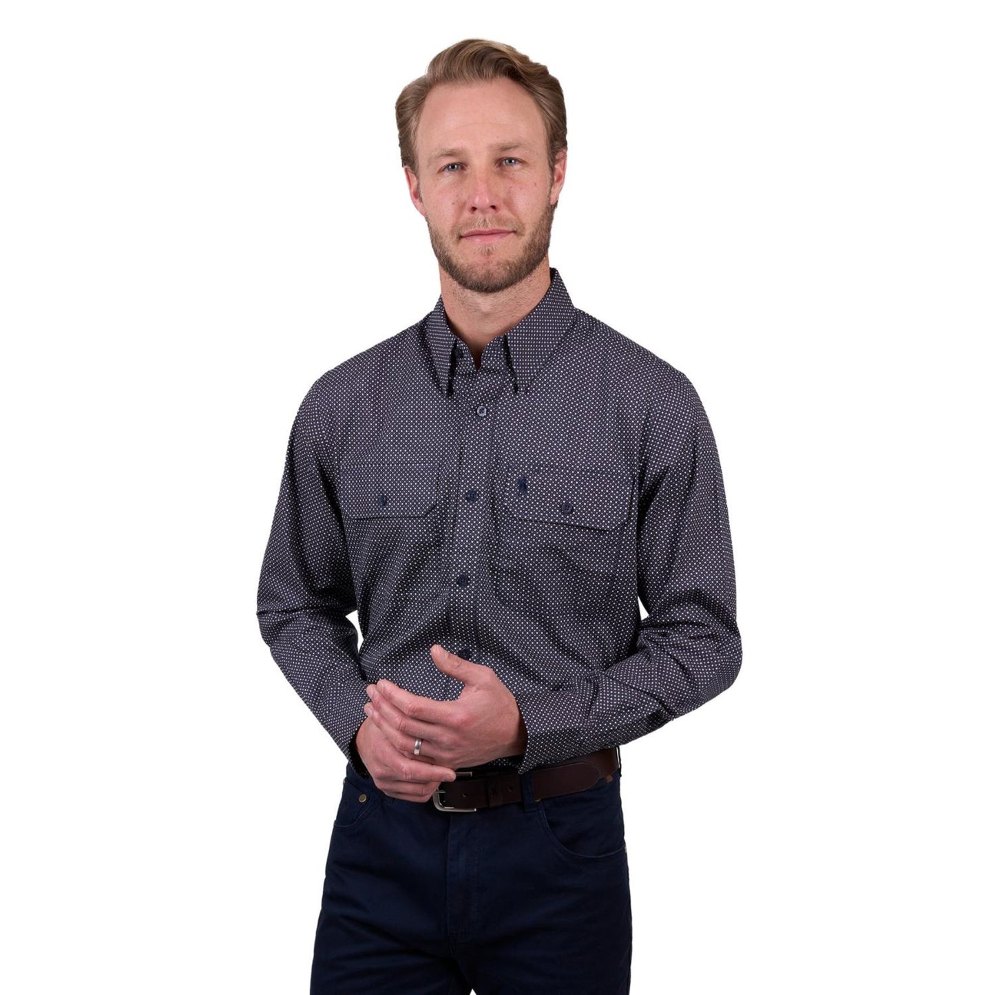 Thomas Cook Mens Arlo 2PKT L/S Shirt - Navy/Tan