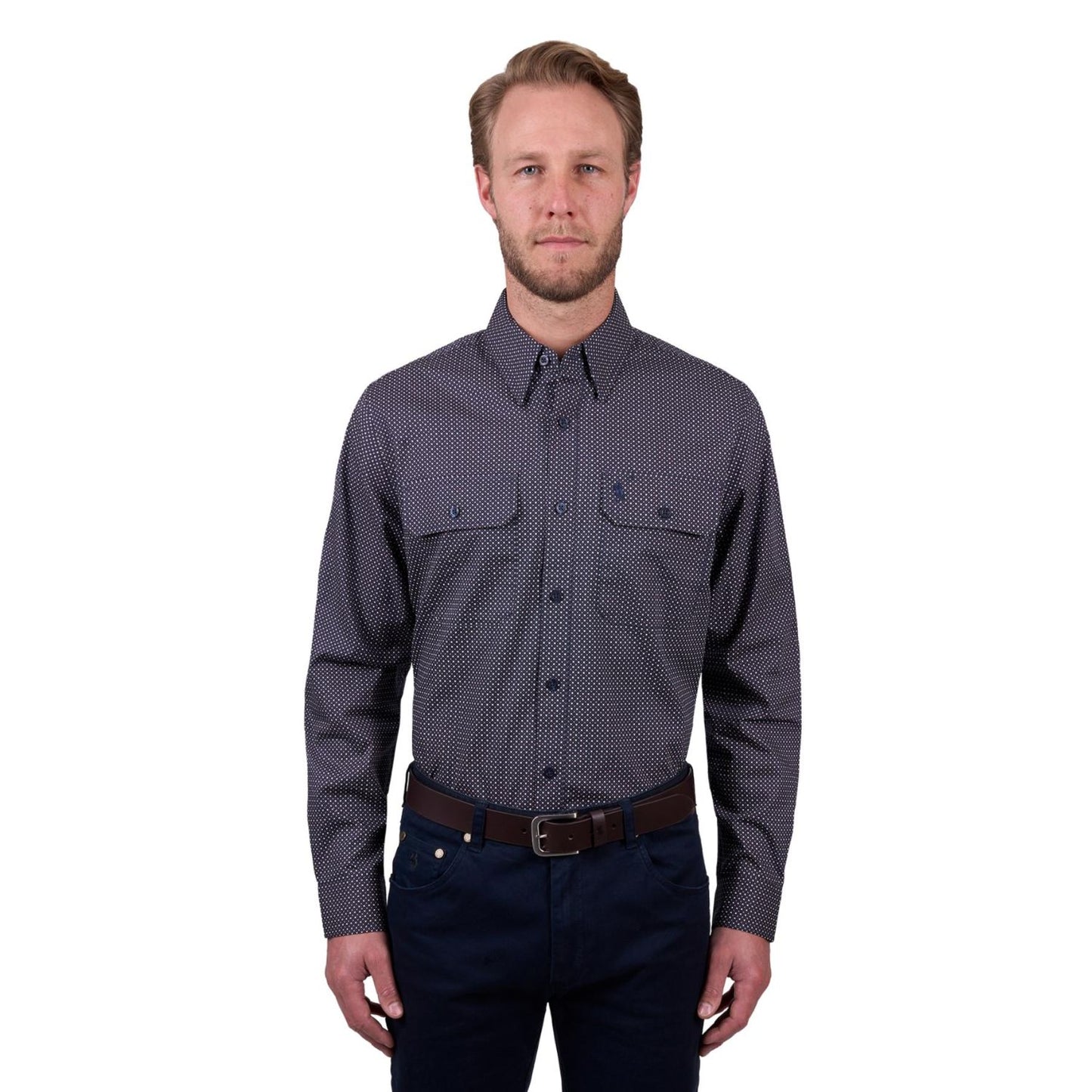 Thomas Cook Mens Arlo 2PKT L/S Shirt - Navy/Tan