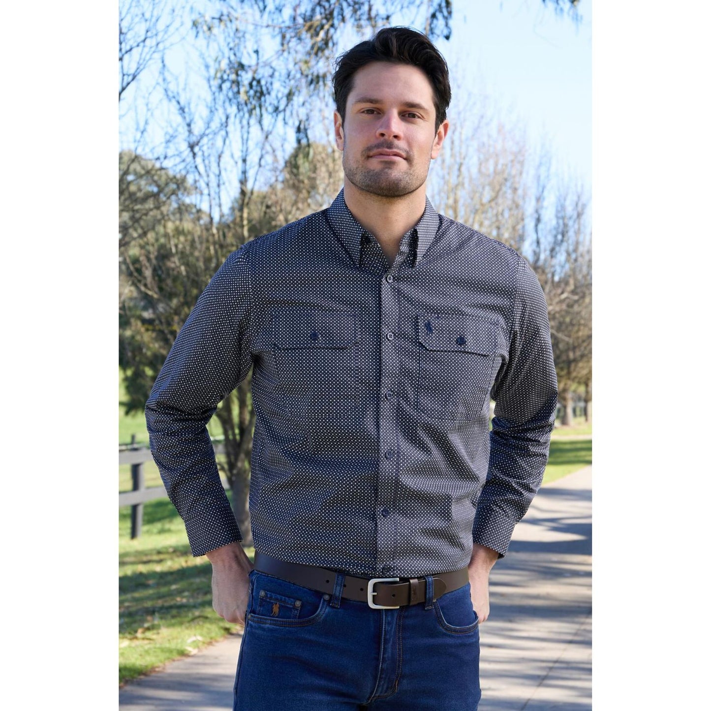 Thomas Cook Mens Arlo 2PKT L/S Shirt - Navy/Tan