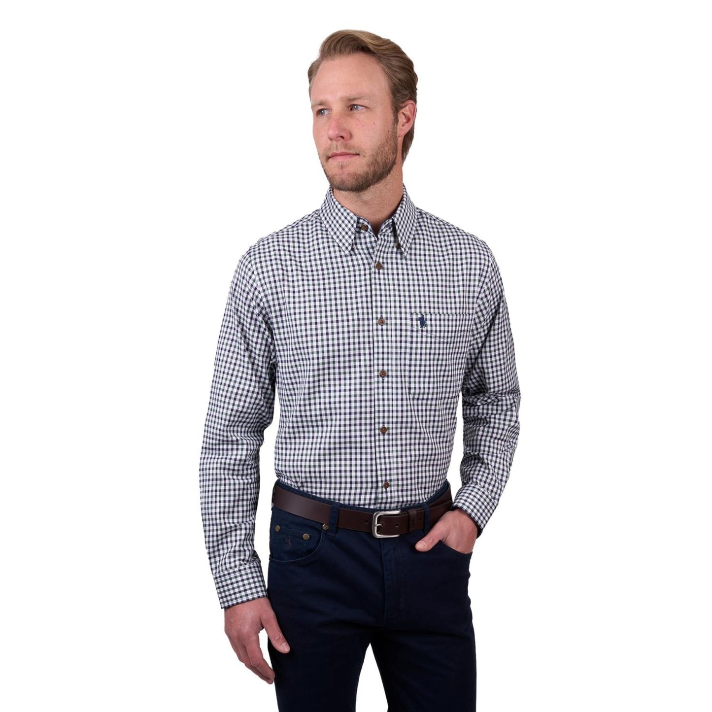 Thomas Cook Mens Lyle 1PKT L/S Shirt - Navy/Green
