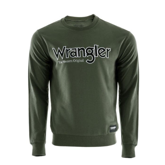 Wrangler Men's Ryder Logo Crew Long Sleeve - Cypress