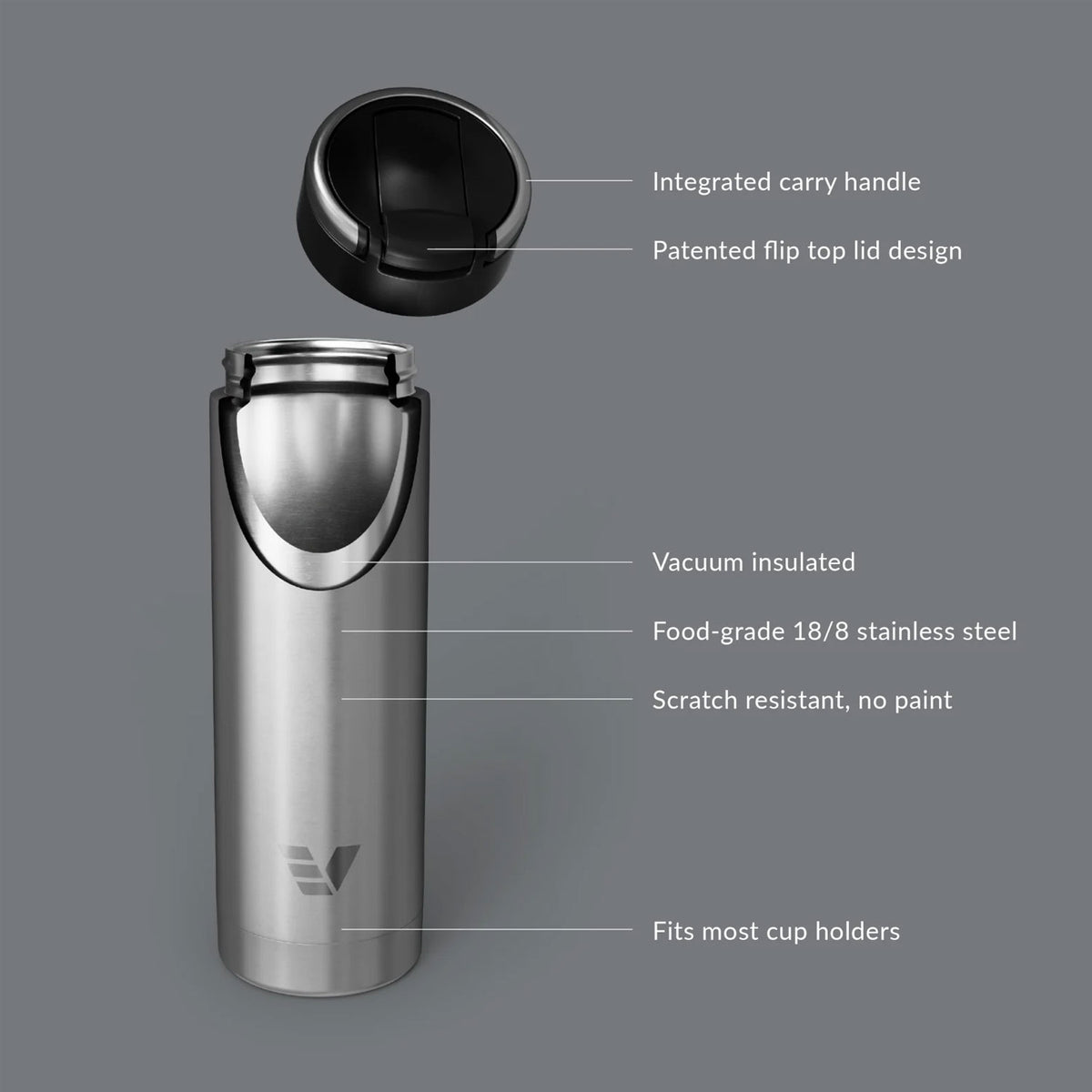 Evervessel Maxi Stainless Steel Insulated Water Bottle - Stainless