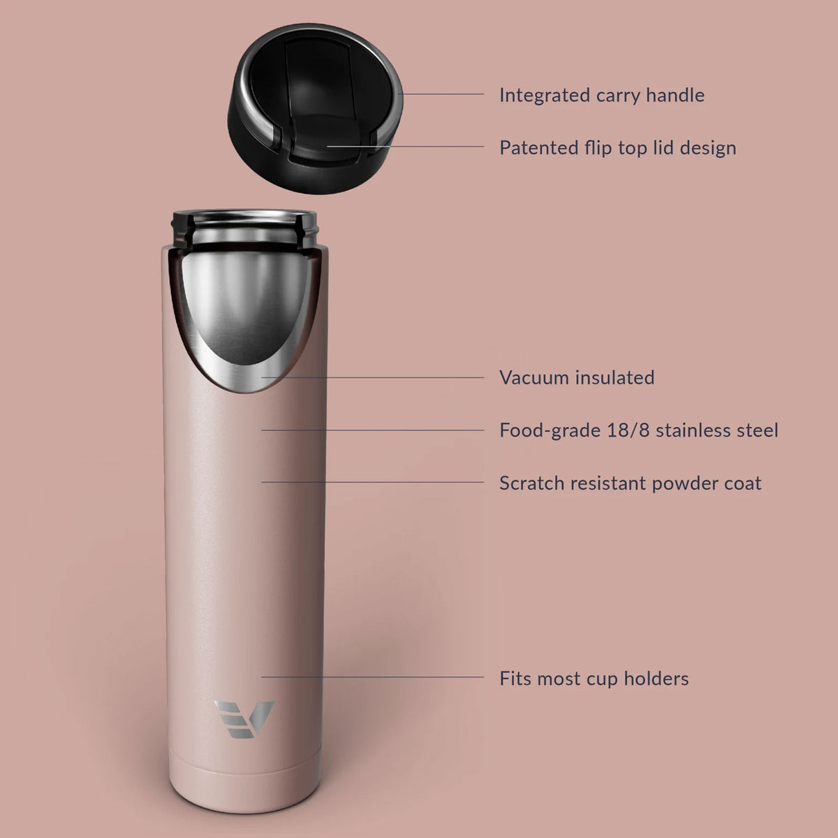 Evervessel Super Maxi Stainless Steel Insulated Water Bottle - Rose