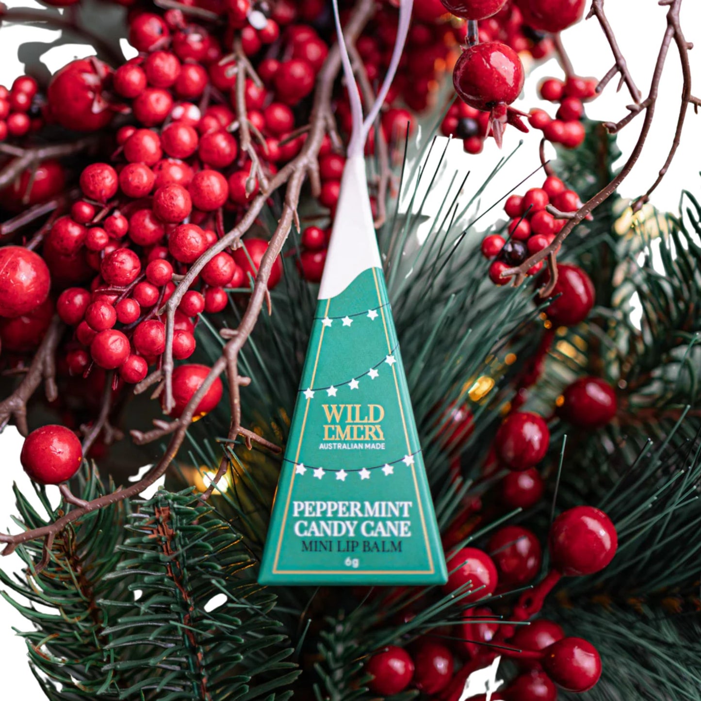 Wild Emery Peppermint Candy Cane Mini Lip Balm Ornament