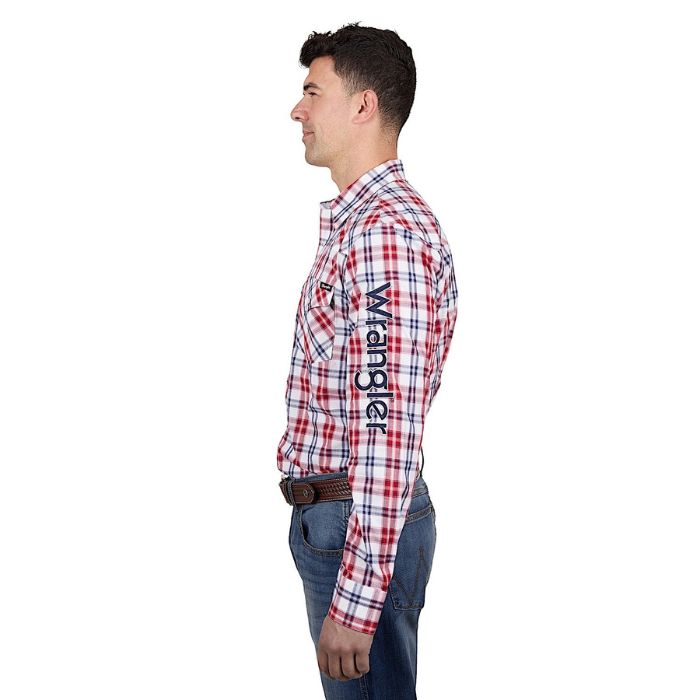 Wrangler Men's Dan Logo L/S Shirt - White/Red