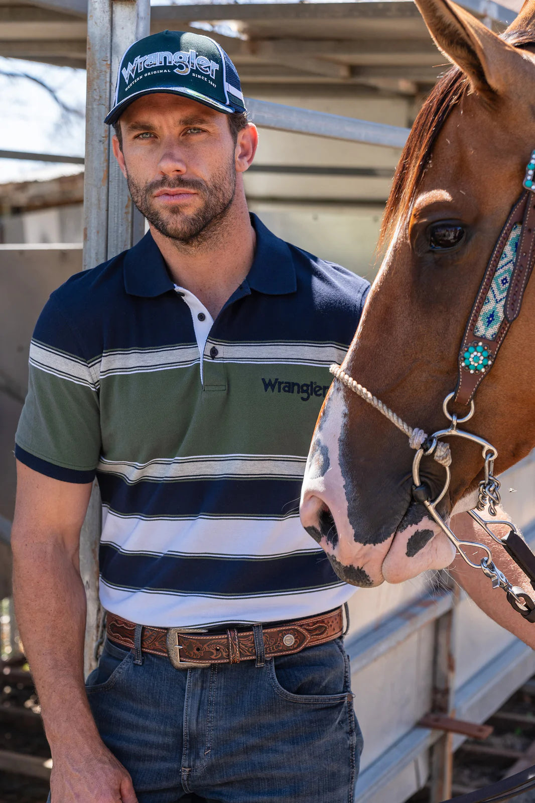 Wrangler Brad Trucker Cap - Dark Green/Navy