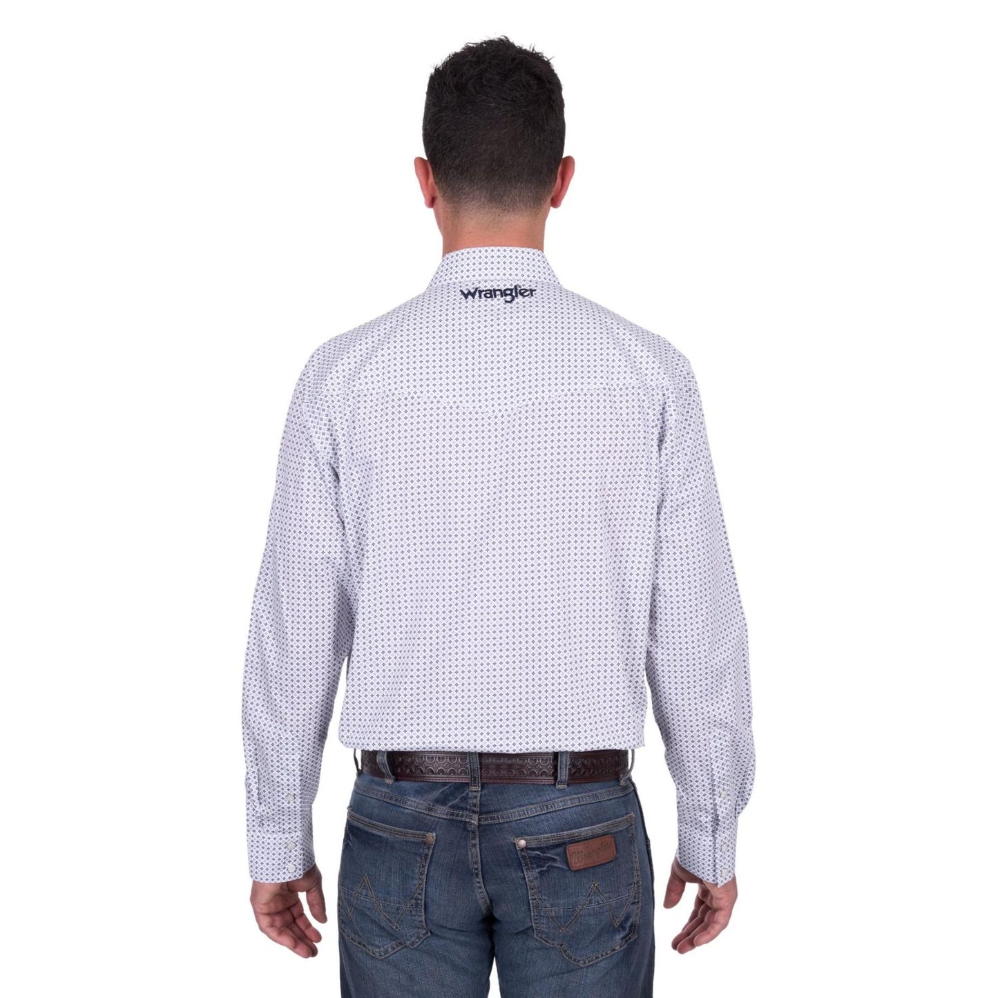 Wrangler Men's Brent L/S Shirt - White/Navy